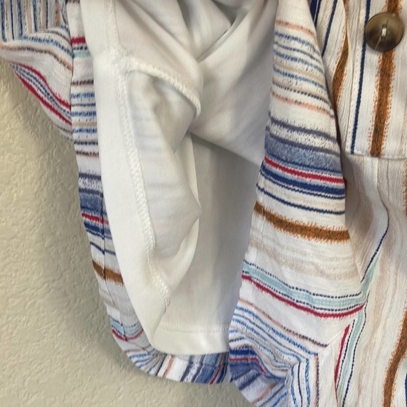 NWT Hiatus Striped Romper Shorts Small Rayon Button Up Short Sleeve - Picture 5 of 8